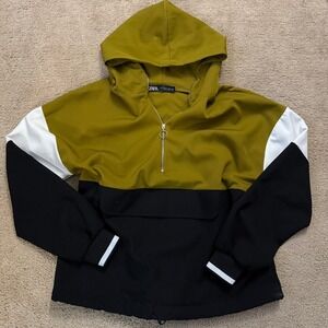 ZARA Color block Half Zip Lightweight Hoodie Women's Size Small Gorpcore